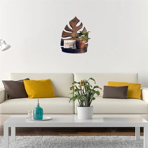 OZLCUA Blumenregal Monstera-Blattförmige Wandregale aus Holz for Badezimmer, schwebende Regale for die Wand, Wohnzimmer, Schlafzimmer, Innenbereich, Topfpflanzenhalter Pflanzenständer