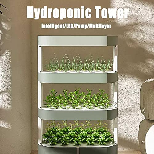 Hydroponics Tower System - 48/64 Löcher Aeroponics Grow Kit mit LED Grow Light & Fernbedienung für Indoor Aquaponics Gartenarbeit, Perfekt für Gemüse & Kräuter