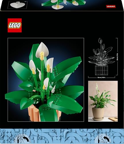 LEGO Botanicals Friedenslilie - Kunstblumen Set mit Zimmerpflanzen für Erwachsene - inkl. künstlicher weißer Blüten & Knospen - DIY Deko für Wohnzimmer oder Schlafzimmer - Geschenk für Frauen - 11504