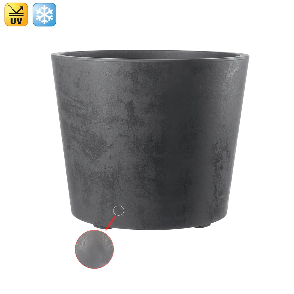 Kreher XXL Pflanzkübel Millennium mit rollbarer Plattform und einem Volumen von 80 Liter! Tolle Naturstein Optik in Braun oder Anthrazit! Maße: 59 x 49 cm (ØxH) (Anthrazit)