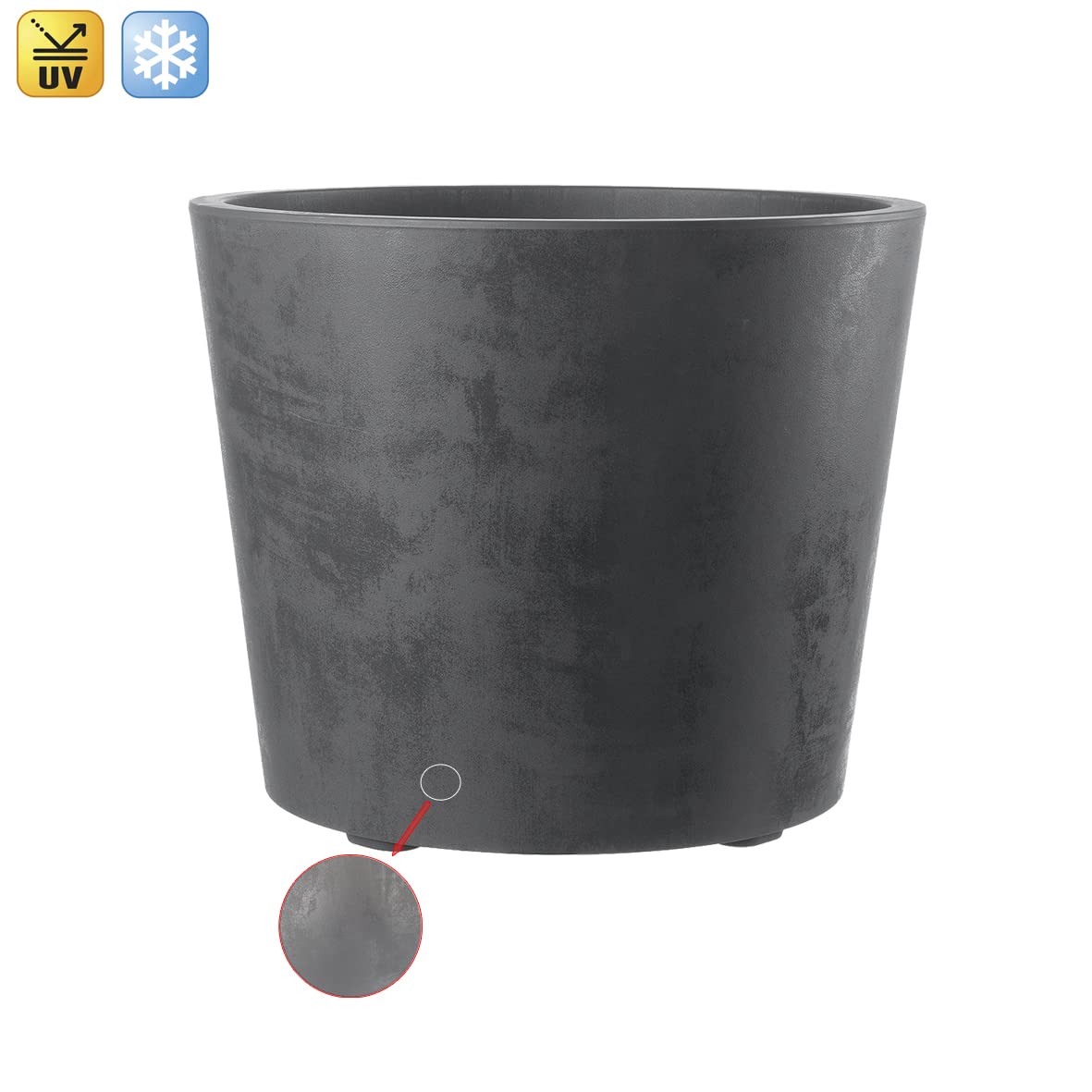 Kreher XXL Pflanzkübel Millennium mit rollbarer Plattform und einem Volumen von 80 Liter! Tolle Naturstein Optik in Braun oder Anthrazit! Maße: 59 x 49 cm (ØxH) (Anthrazit)