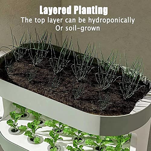 Hydroponics Tower System - 48/64 Löcher Aeroponics Grow Kit mit LED Grow Light & Fernbedienung für Indoor Aquaponics Gartenarbeit, Perfekt für Gemüse & Kräuter
