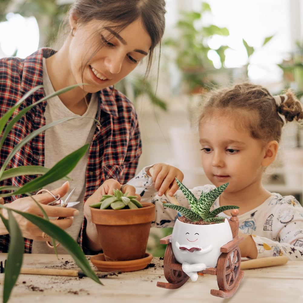 Blumentöpfe mit Schaukel Gesicht, Blumentopf mit Smiley-Gesicht, Sukkulentententöpfe mit Ablaufloch, Sit Schaukelstuhl Sukkulenten Blumentöpfe, übertöpfe für Zimmerpflanzen, für Sukkulenten Blumen