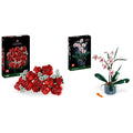 LEGO Icons Rosenstrauß, künstliche Blumen als Zimmer-Deko & Icons Orchidee, Künstliche Pflanzen Set mit Blumen, Modellbausatz für Erwachsene