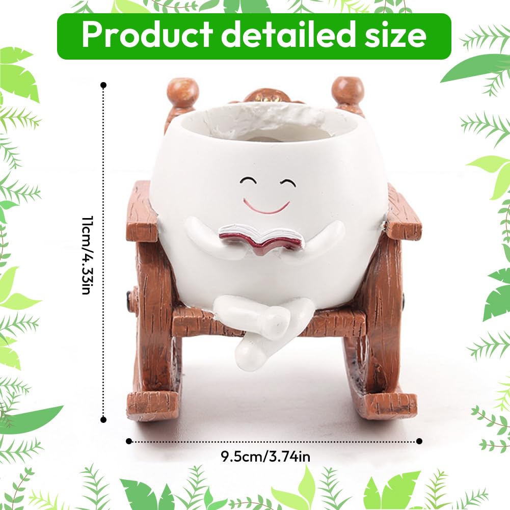 Blumentöpfe mit Schaukel Gesicht, Blumentopf mit Smiley-Gesicht, Sukkulentententöpfe mit Ablaufloch, Sit Schaukelstuhl Sukkulenten Blumentöpfe, übertöpfe für Zimmerpflanzen, für Sukkulenten Blumen