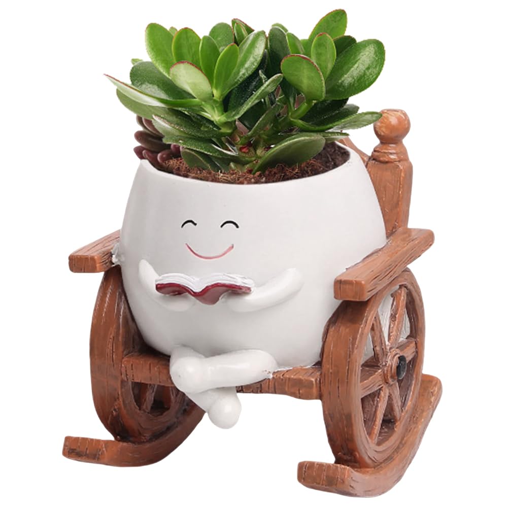 Blumentöpfe mit Schaukel Gesicht, Blumentopf mit Smiley-Gesicht, Sukkulentententöpfe mit Ablaufloch, Sit Schaukelstuhl Sukkulenten Blumentöpfe, übertöpfe für Zimmerpflanzen, für Sukkulenten Blumen