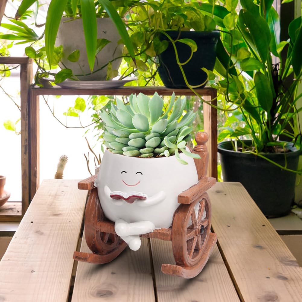 Blumentöpfe mit Schaukel Gesicht, Blumentopf mit Smiley-Gesicht, Sukkulentententöpfe mit Ablaufloch, Sit Schaukelstuhl Sukkulenten Blumentöpfe, übertöpfe für Zimmerpflanzen, für Sukkulenten Blumen