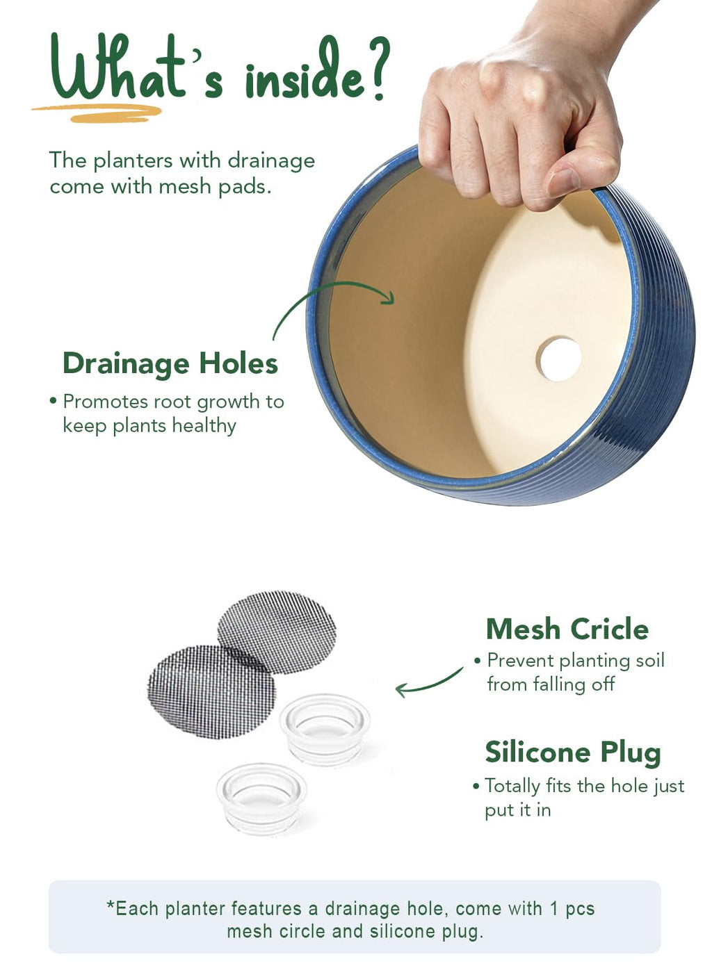 LE TAUCI 2 er Pack Keramik Blumentöpfe mit Füßen, 12+16 cm Durchmesser Klein Übertöpfe Set, Blumentopf für Zimmerpflanzen mit Abflussloch, Reaktive Glasur Blau