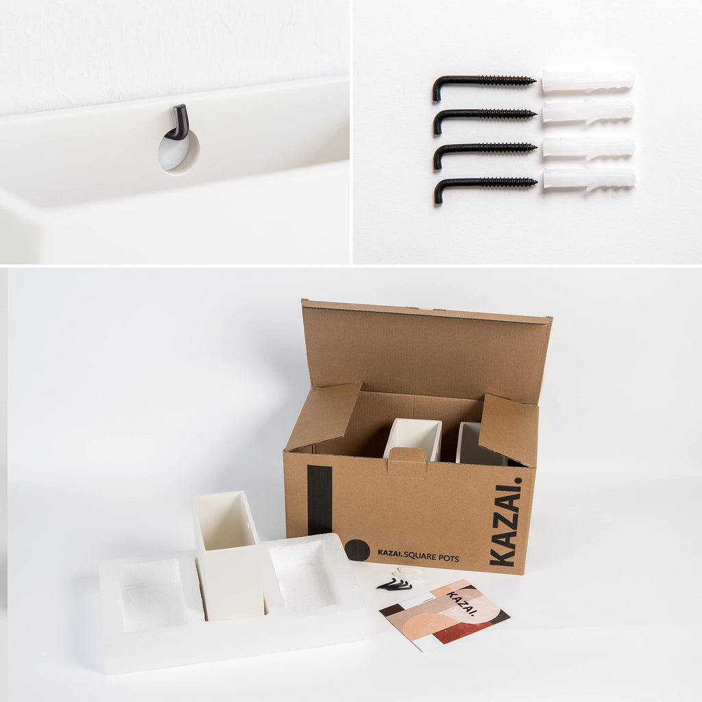 Kazai. Wandvasen -Alma- | Moderne Hängende Blumentöpfe für die Wand | 3-teiliges Übertopf-Set aus hochwertigem Resin für Zimmerpflanzen, Kunstpflanzen, Blumen u.m. | Crème