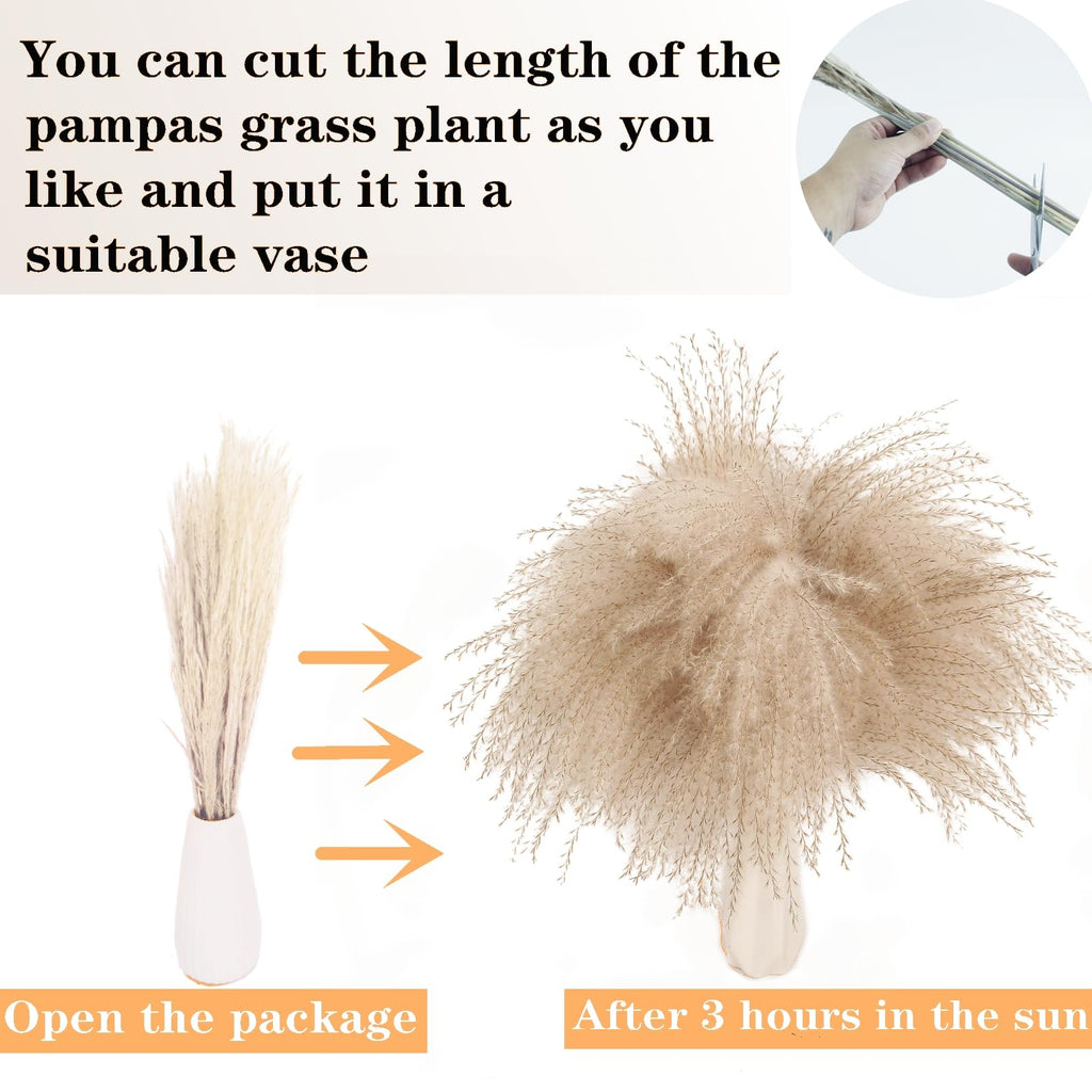 Getrocknete Pampasgras-Deko, 128 Stück Pampasgras mit Hasenschwanz-Getreideblumen, Schilfgrasstrauß für Hochzeit, Boho-Blumen, Heimtischdeko, rustikale Bauernhausparty