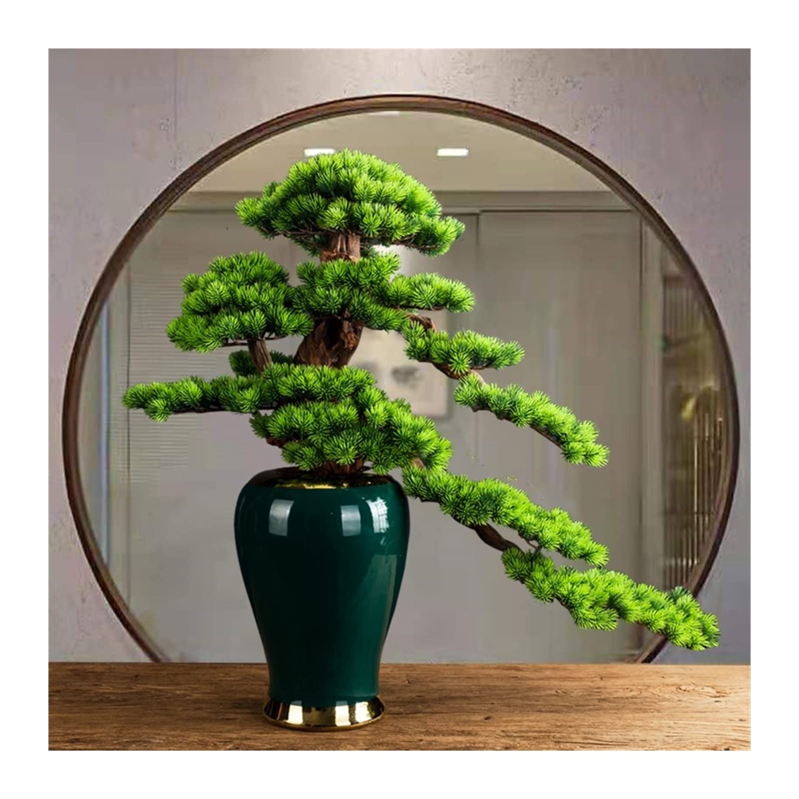 Artificial Trees Cypress Welcome Pine Bonsai Indoor Artificial Bonsai Tree with Vase Fake Plants Artificial Zen Bonsai Tree Potted Faux Pine Plants Bonsai Tree for Home Office Indoor Decor Home Decora
