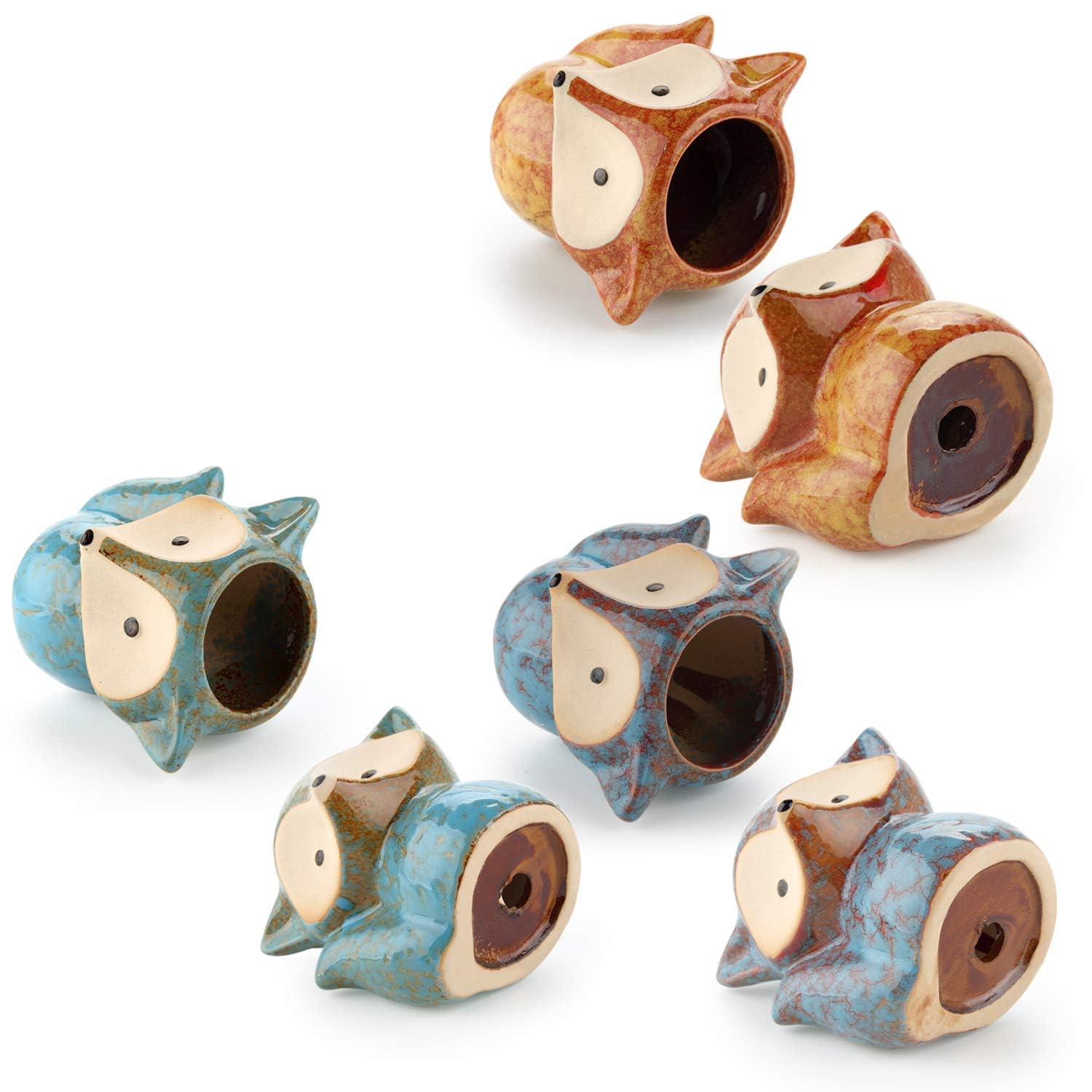 T4U Fuchs Sukkulenten Töpfe Keramik mit Untersetzer 3er-Set Blumentopf Klein für Mini-Pflanzen