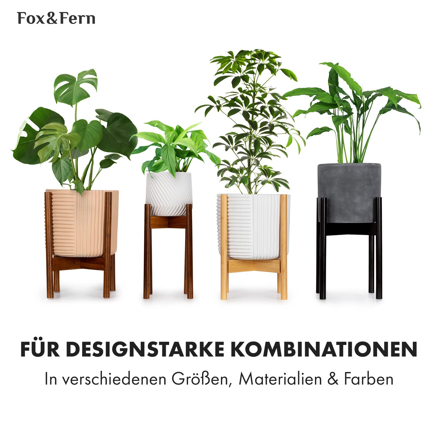 Fox&Fern Übertopf Set S/M/L - Blumentöpfe Gross inkl. Wasserabfluss - Blumentopf hoch - Übertöpfe für Zimmerpflanzen - Blumentopf 30cm Durchmesser - Pflanzentöpfe groß - Plant Pot - Blumentopf weiß