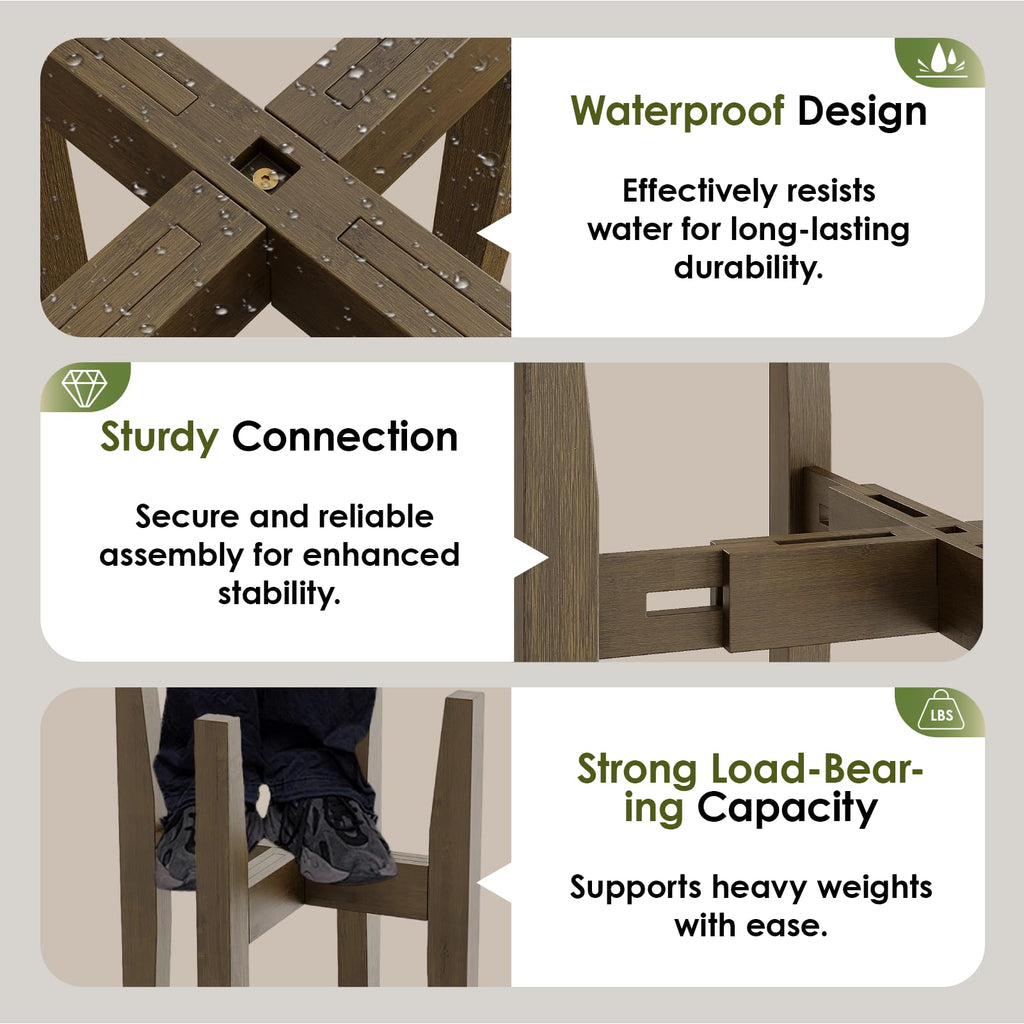 Bamworld Blumenhocker Outdoor Blumenständer Bambus Pflanzenhocker Indoor Blumentreppe Outdoor Wetterfest Blumenbank Für Draußen Blumenregal Balkon Teleskop Blumenregal Wohnzimmer