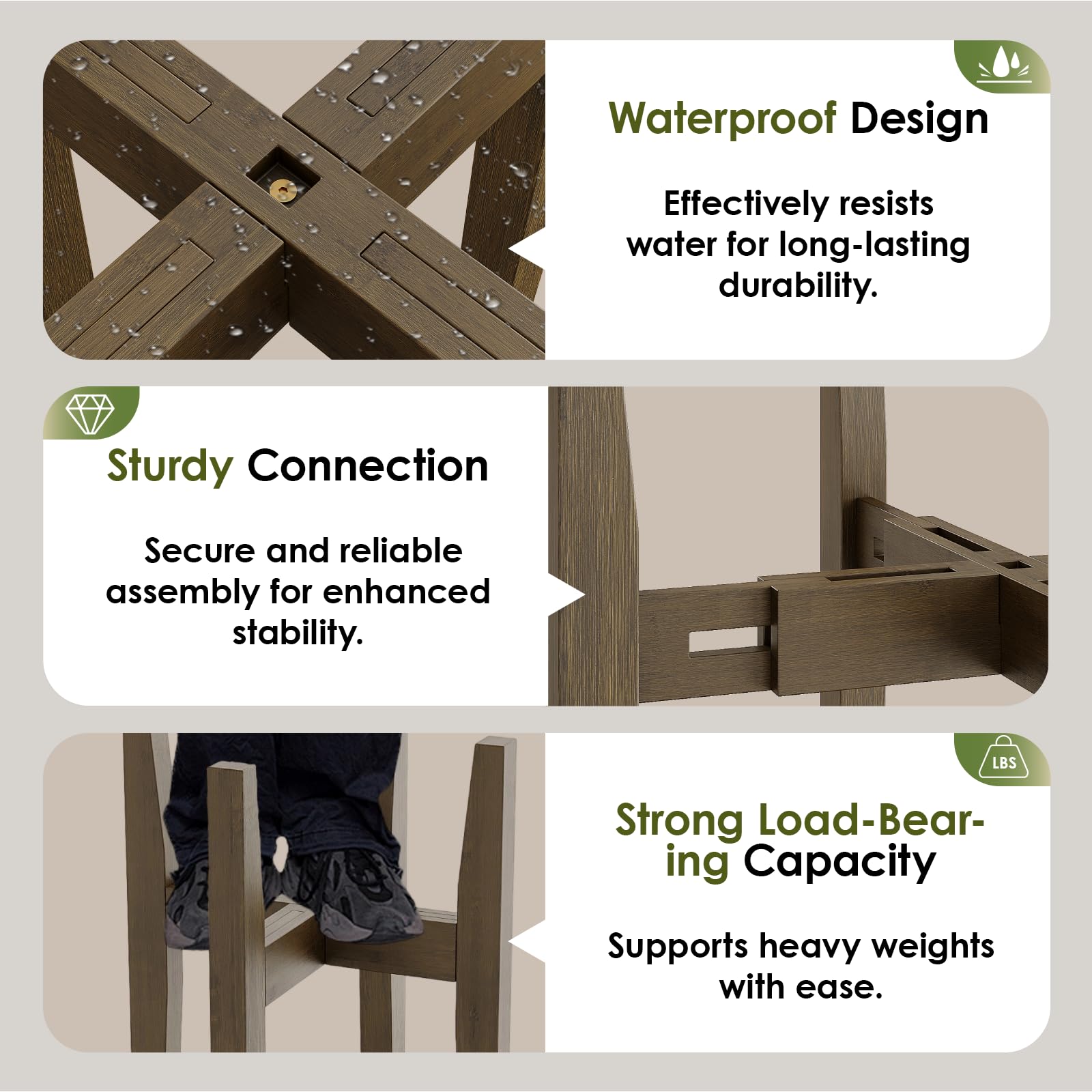 Bamworld Blumenhocker Outdoor Blumenständer Bambus Pflanzenhocker Indoor Blumentreppe Outdoor Wetterfest Blumenbank Für Draußen Blumenregal Balkon Teleskop Blumenregal Wohnzimmer