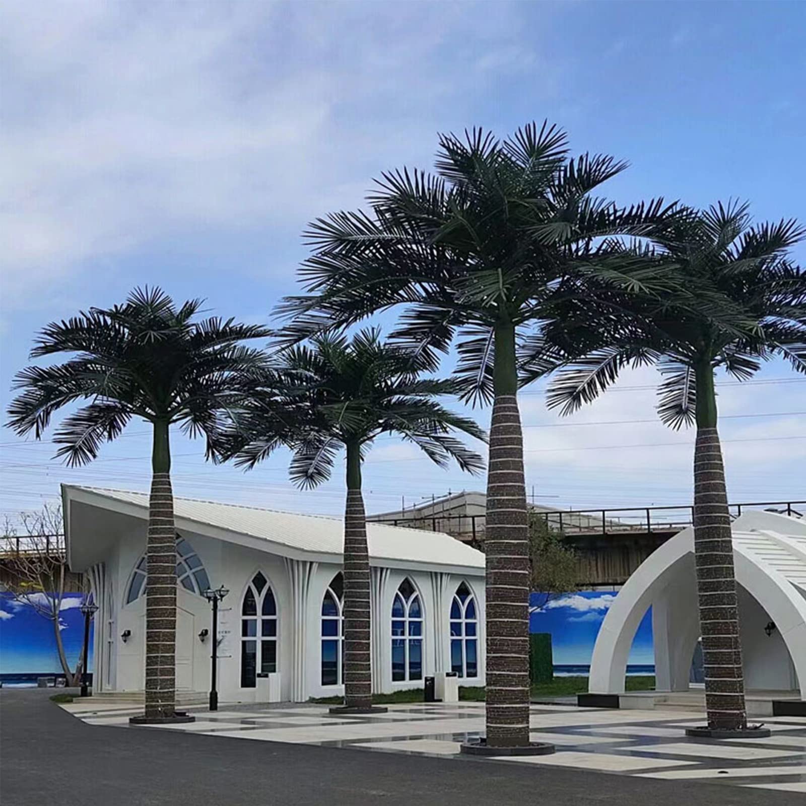 WgGUIF Artificial Palm Trees for Outdoors, Palm Tree Decor with Standle Trunk, Tropical Palm Artificial Plant Tree, Fake Palm Tree for Garden 2m