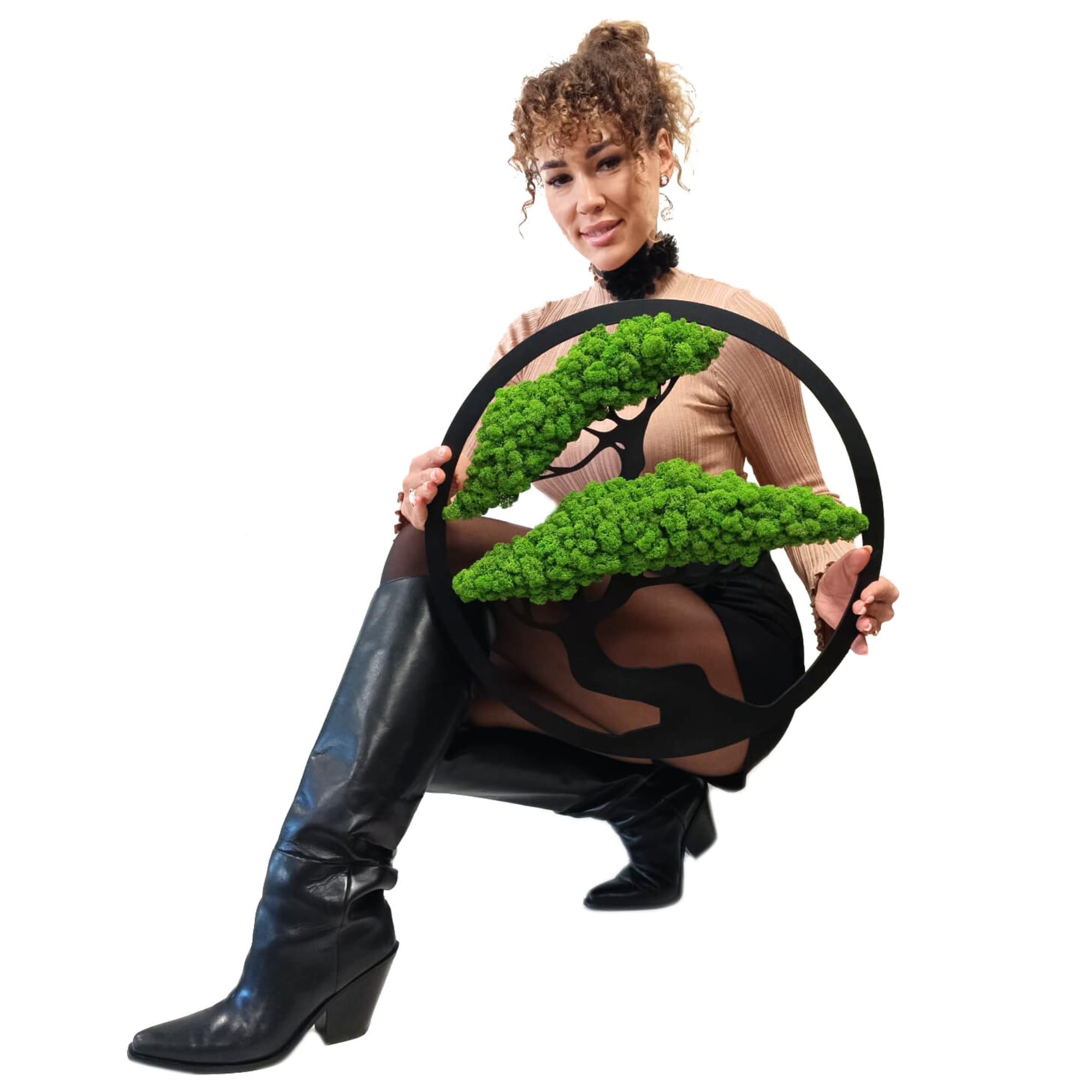 Scandinavian Moss Moosbilder in Form Eines Baumes - Schön Aussehender Wand Baum - Bringen Sie Leben Ihre Wohnung - Wandbild aus Natürlichen Rohstoffen und Deko Moos 50cm