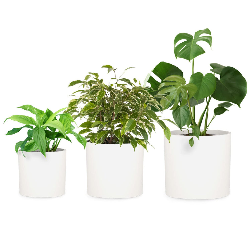 Fox&Fern Übertopf Set S/M/L - Blumentöpfe Gross inkl. Wasserabfluss - Blumentopf hoch - Übertöpfe für Zimmerpflanzen - Blumentopf 30cm Durchmesser - Pflanzentöpfe groß - Plant Pot - Blumentopf weiß