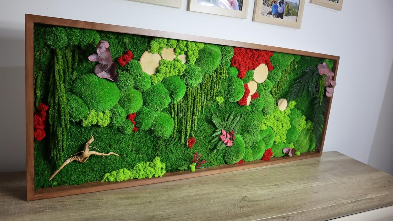 HelloMoss, Moosbild XXL, Moosrahmen, Gepresster Blumenrahmen, Wald an Ihrer Wand, Mooswand Lebend, Grüne Wandkunst, Wanddekoration, Luxus Deko