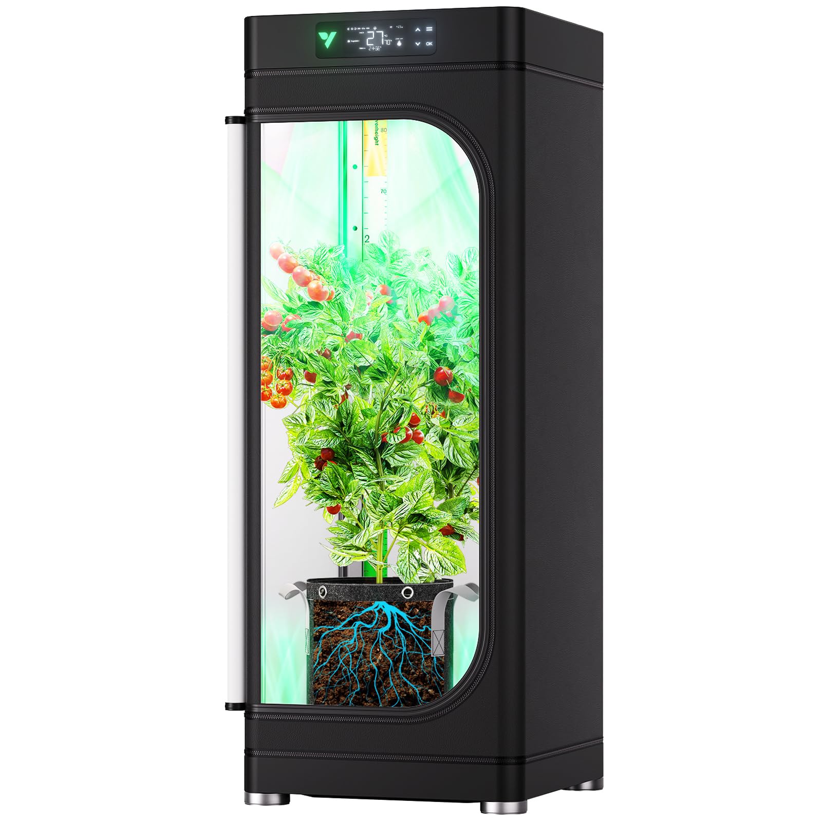 VGrow All-in-One Smart Grow Box, Professionelles System mit Samsung LM301H EVO Grow Lampe, Fortschrittliches Zirkulations- und Ventilationssystem, Bewässerung, Nährstoffzufuhr für Indoor-Hydroponik