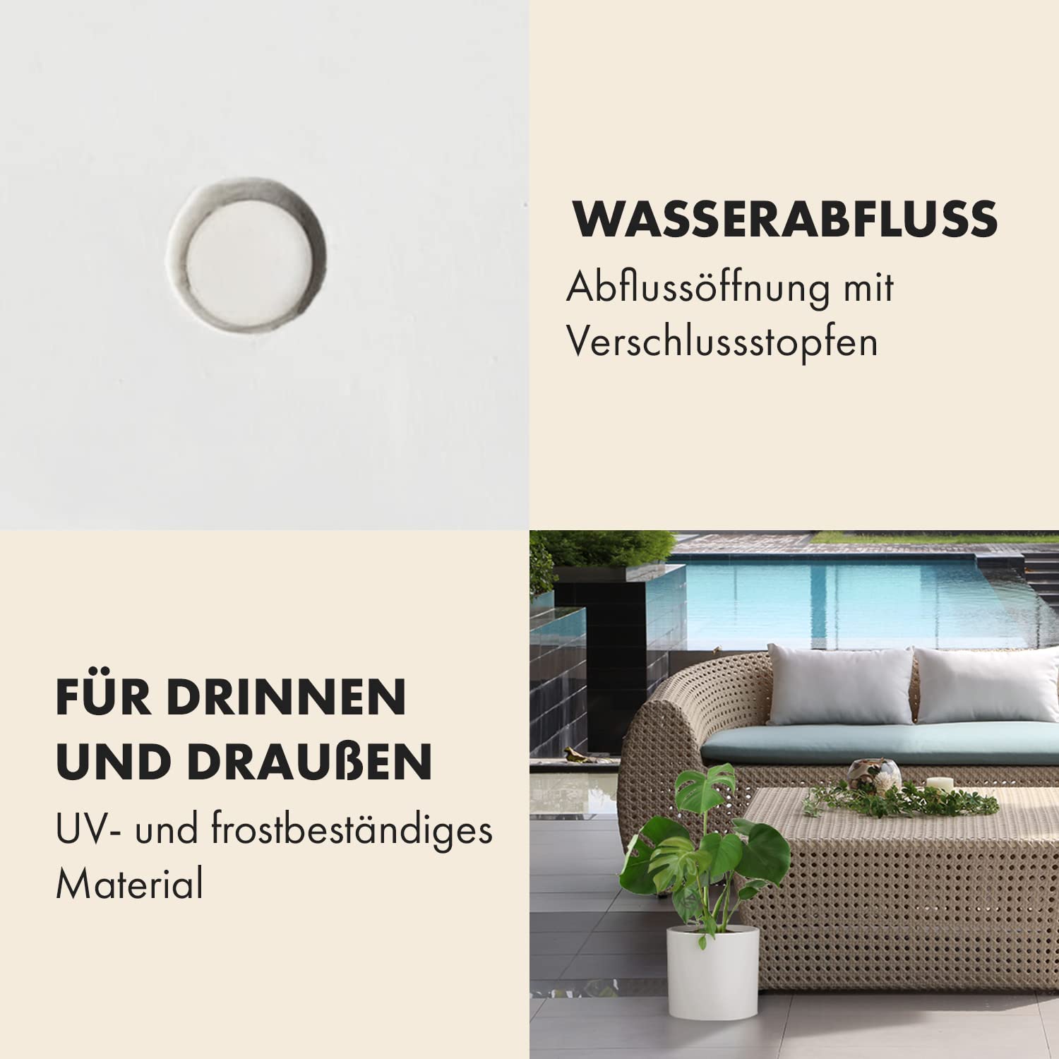 Fox&Fern Übertopf Set S/M/L - Blumentöpfe Gross inkl. Wasserabfluss - Blumentopf hoch - Übertöpfe für Zimmerpflanzen - Blumentopf 30cm Durchmesser - Pflanzentöpfe groß - Plant Pot - Blumentopf weiß