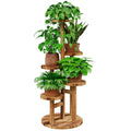 Bamworld Holz Blumenständer Multilevel Pflanzenregal – Raumsparendes Pflanzenträger mit 5 Ebenen für Wohnzimmer & Garten, Als Blumentreppe mit Mehrschichten