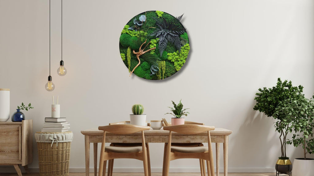 HelloMoss Moosbilder mit Rahmen 60cm - Moosbild XXL mit Island Moos Konserviert - Luxus Deko für Ihr Zuhause - Mooswand Deko Wohnzimmer Groß