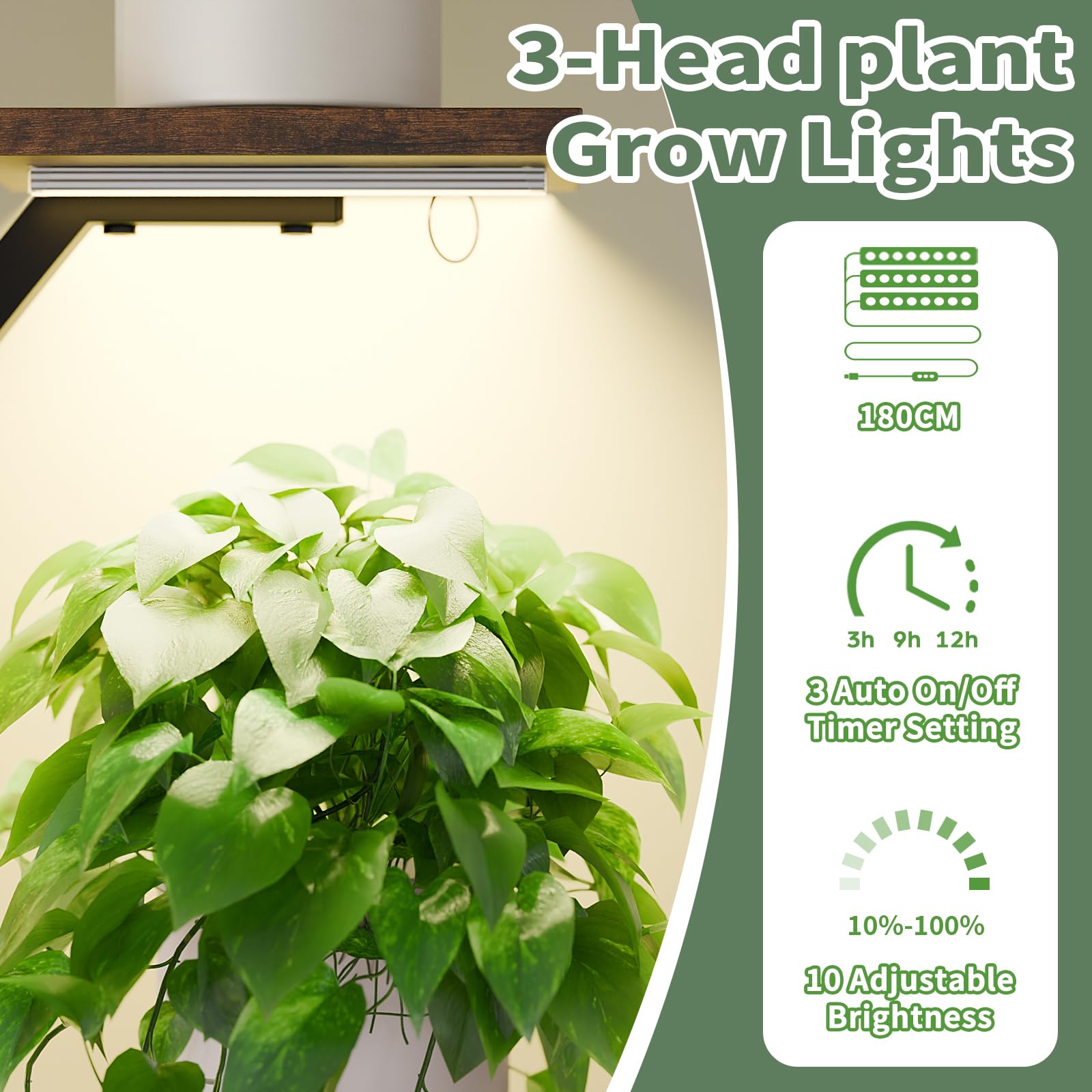 JUSTOGO Blumenständer Pflanzenständer mit Wachstumslichtern - 7 Etagen Pflanzenregal Indoor aus Holz und Metall, 164cm Blumenregal Groß für Wohnzimmer, Balkon, Schlafzimmer, Garten