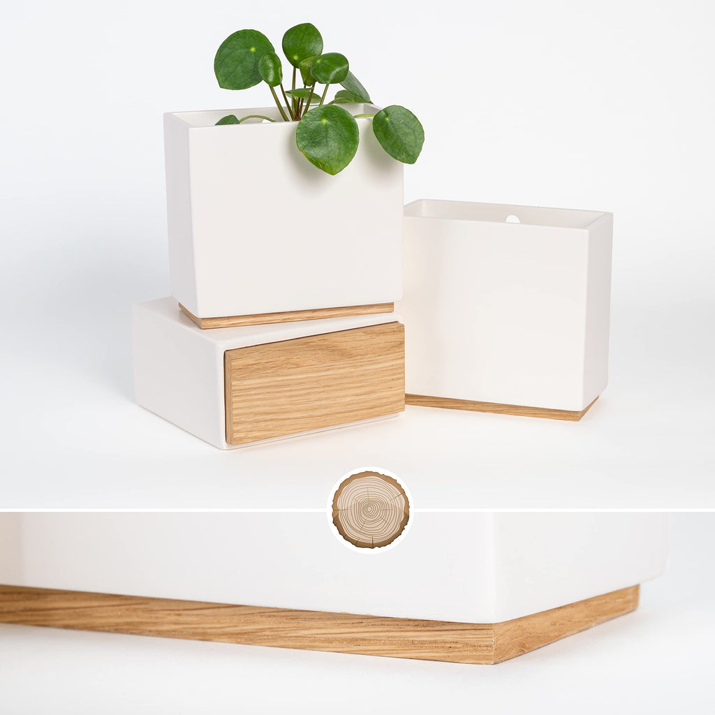 Kazai. Wandvasen -Alma- | Moderne Hängende Blumentöpfe für die Wand | 3-teiliges Übertopf-Set aus hochwertigem Resin für Zimmerpflanzen, Kunstpflanzen, Blumen u.m. | Crème