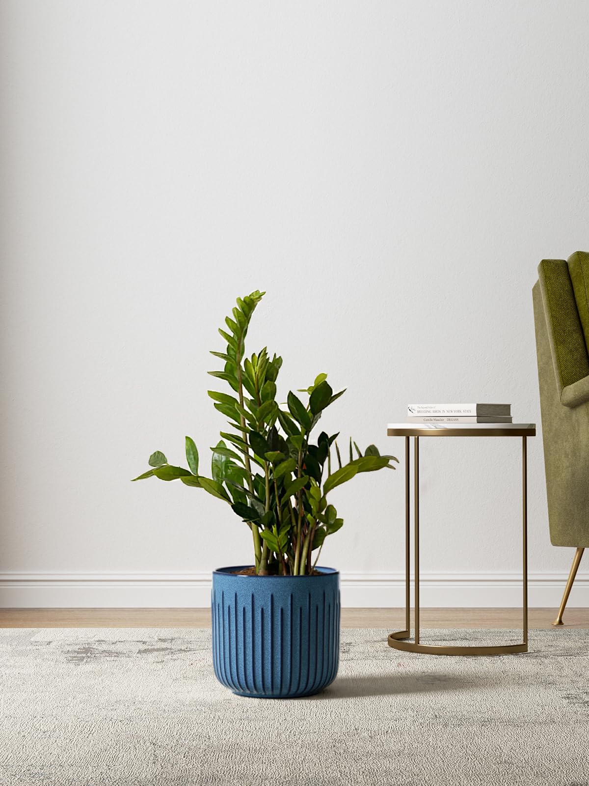 LE TAUCI 3er Set Blumentopf Keramik, 21+17+14 cm Durchmesser Ubertopf für Zimmerpflanzen, Pflanzkübel mit Drainagelöchern, Mittelgroßer Zylinder Ubertopf, Glasur Ozeanblau