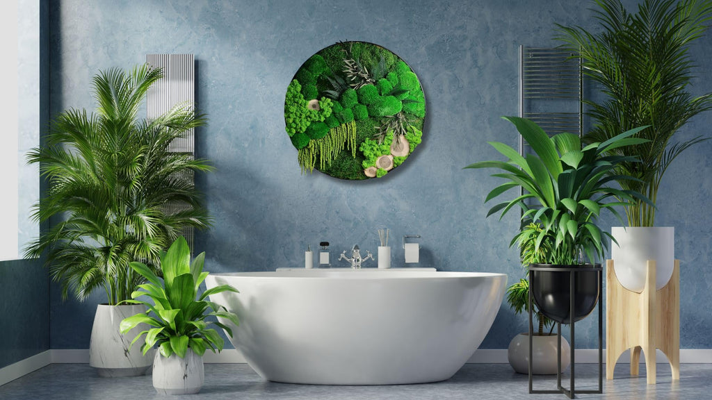 HelloMoss Moosbilder mit Rahmen 40cm - Moosbild XXL mit Island Moos Konserviert - Luxus Deko für Ihr Zuhause - Mooswand Deko Wohnzimmer Groß