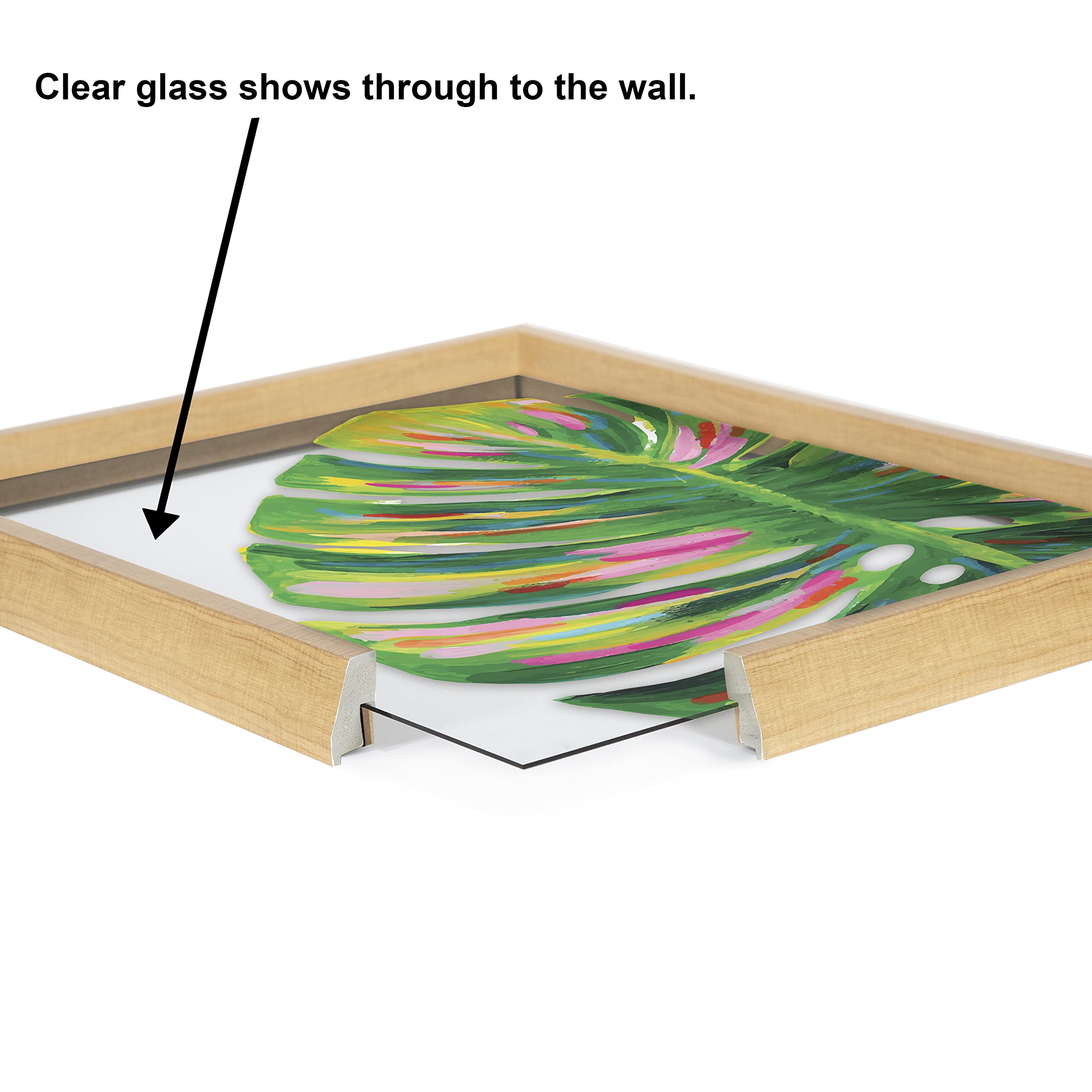 Kate and Laurel Blake Monstera gerahmtes bedrucktes Glas-Wandbild von Jessi Raulet of Ettavee, 45,7 x 61 cm, natürlich, dekorativer Kunstdruck für die Wand