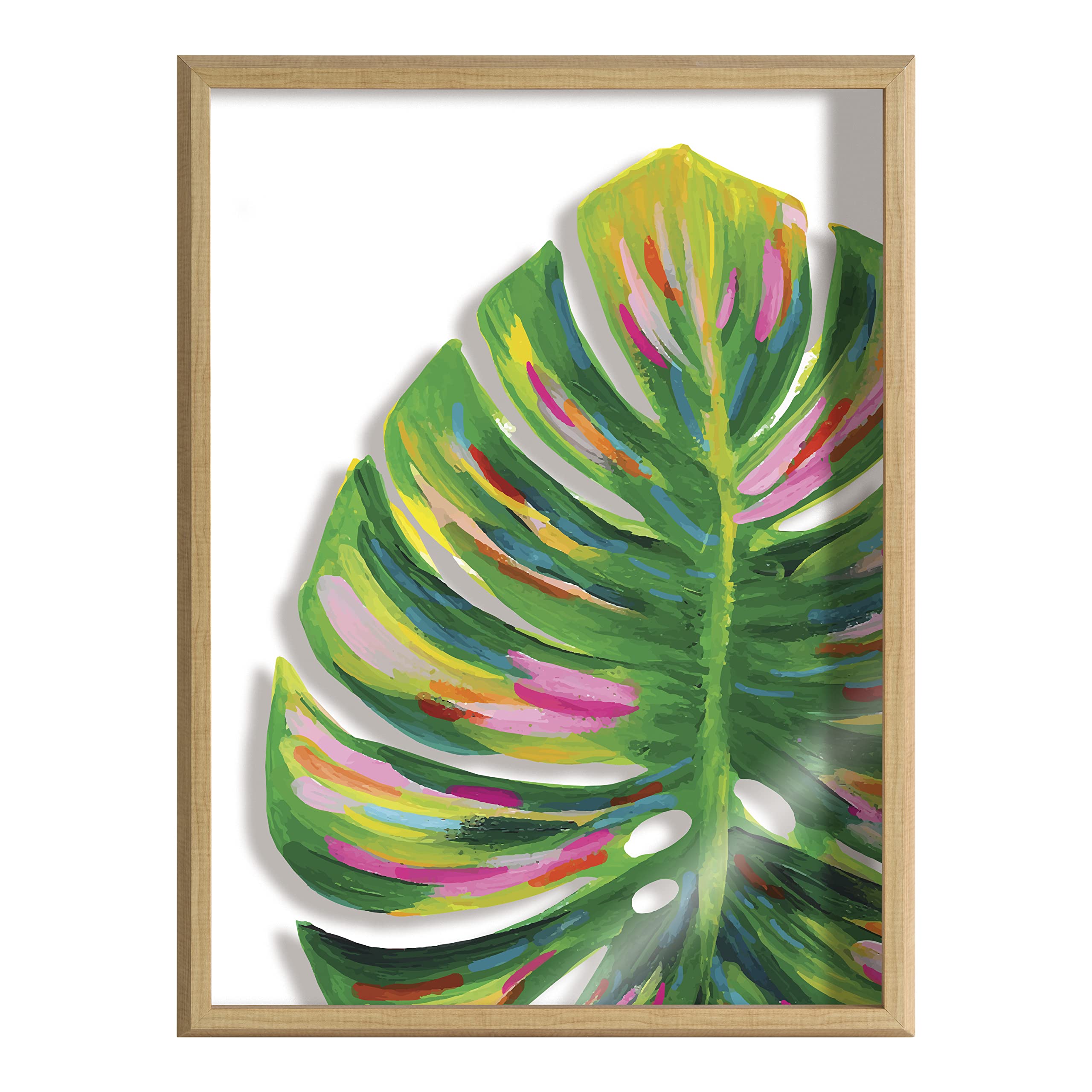 Kate and Laurel Blake Monstera gerahmtes bedrucktes Glas-Wandbild von Jessi Raulet of Ettavee, 45,7 x 61 cm, natürlich, dekorativer Kunstdruck für die Wand
