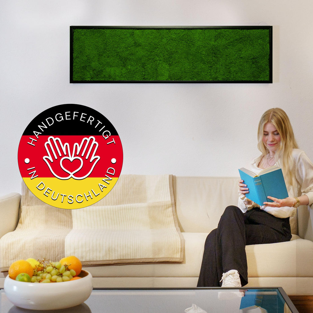 DIY Moosbild 100% Flachmoos, Moosbild selber Machen, Wandbild selber kleben, Do it Yourself Set Moos kleben Wanddeko selbst herstellen (Schwarz, 60x30 cm)