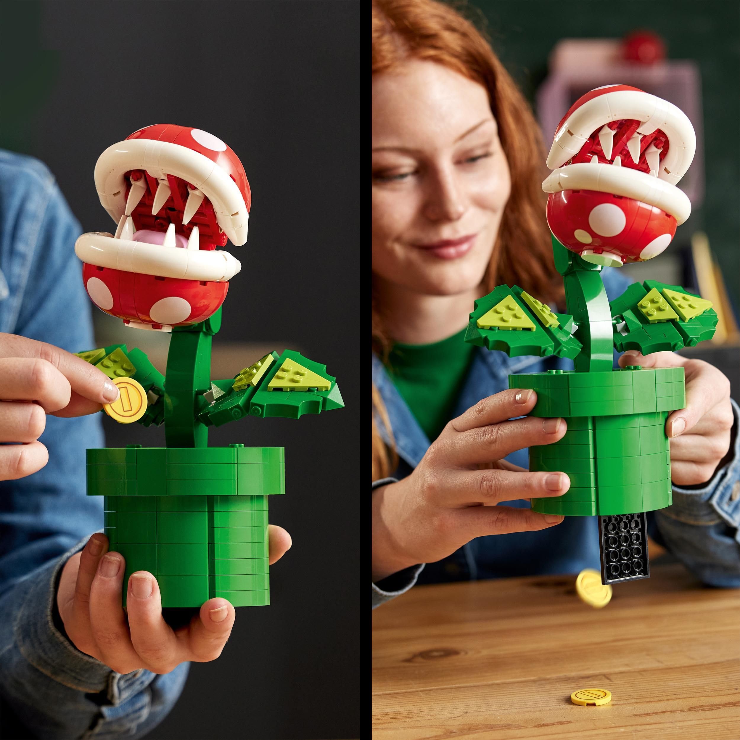 Lego 71426 Super Mario Piranha-Pflanze Set, bewegliche Figur mit Pfeife und 2 Münzelementen, Modellbausatz für Erwachsene zum Bauen, Schlafzimmer-Deko, Geschenk für Männer, Frauen und Jugendliche