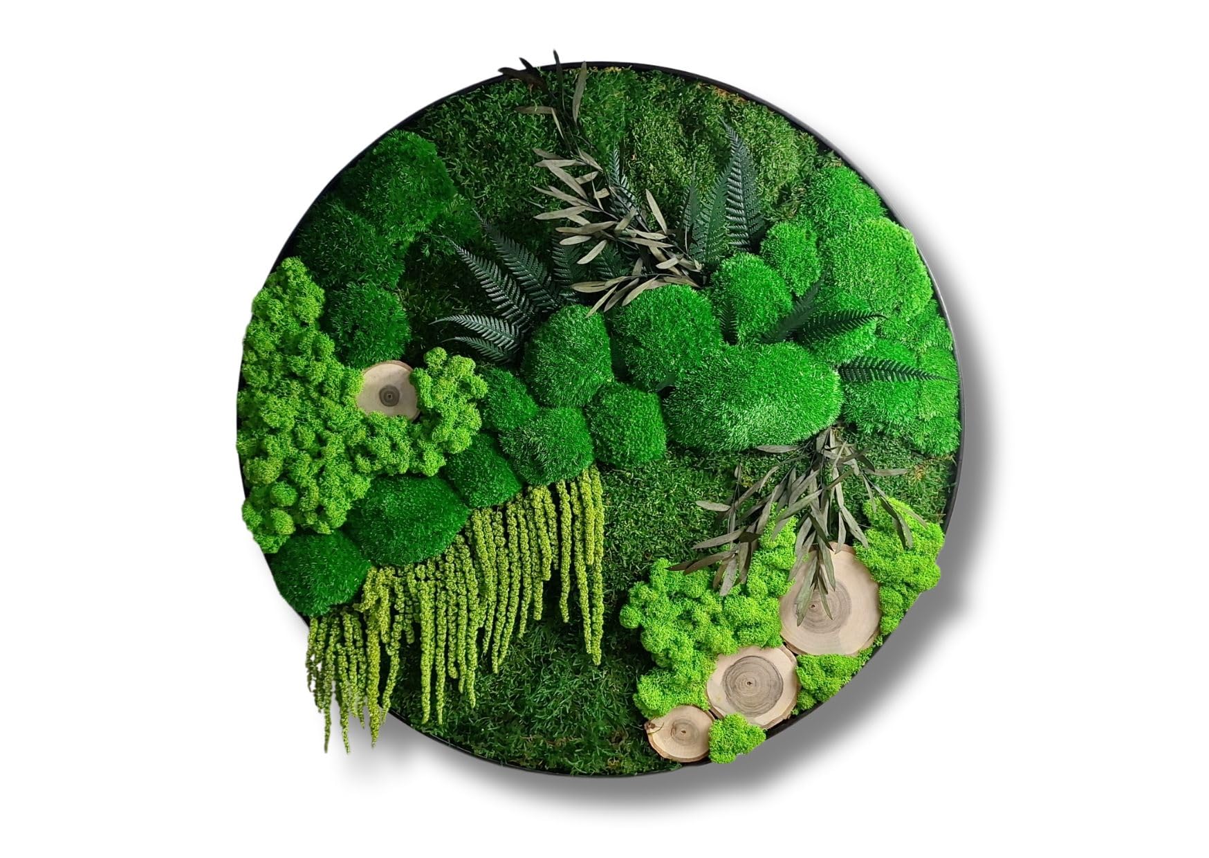 HelloMoss Moosbilder mit Rahmen 40cm - Moosbild XXL mit Island Moos Konserviert - Luxus Deko für Ihr Zuhause - Mooswand Deko Wohnzimmer Groß