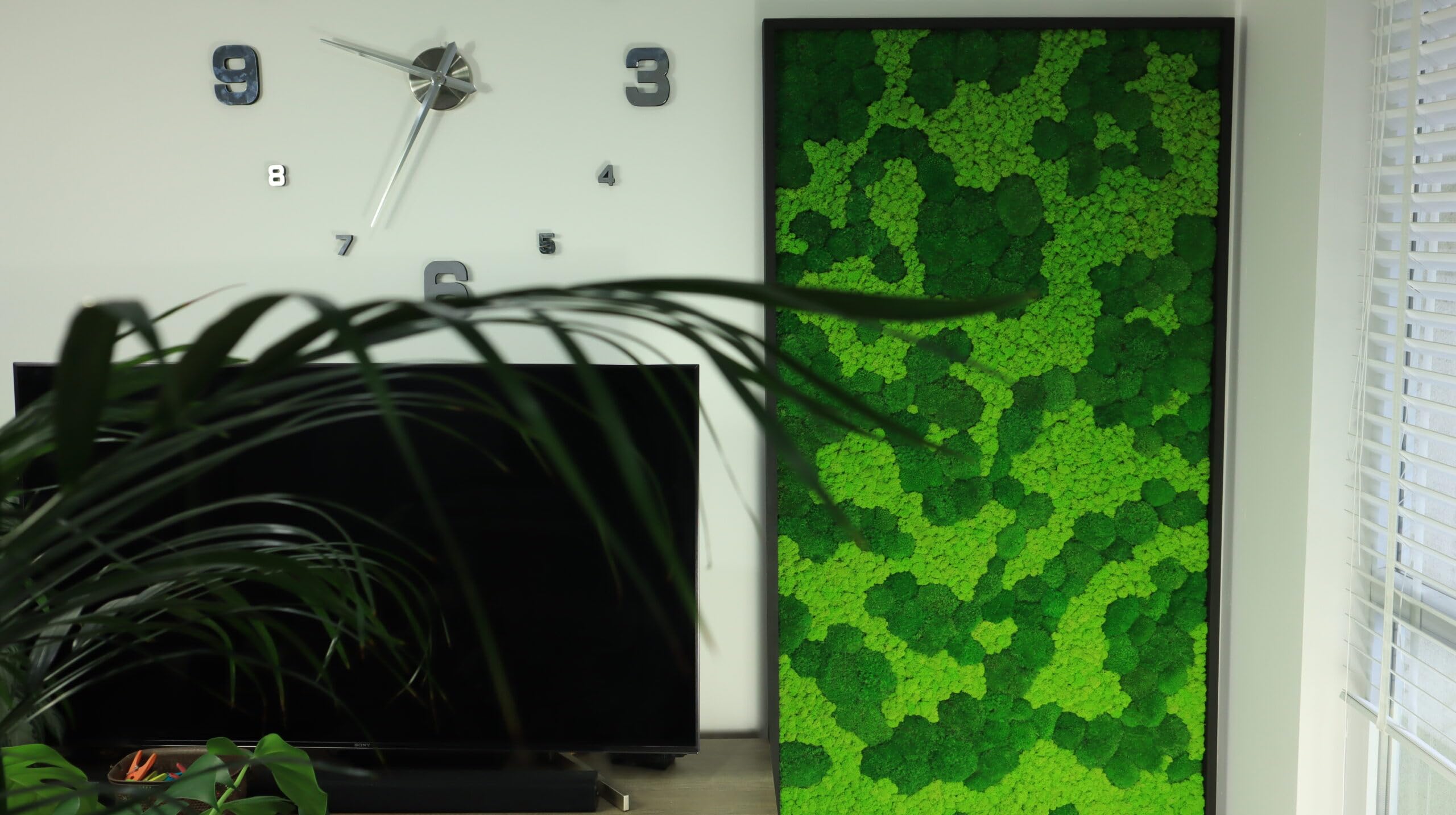 Hello Moss Moosbild - Moos Deko Für Ihr Haus - Bilderrahmen mit Kissenmoos und Cladonia - moderne Mooswand Lebend - Einzigartige Wanddeko - verschiedene Großen (Braun, 60x30cm)