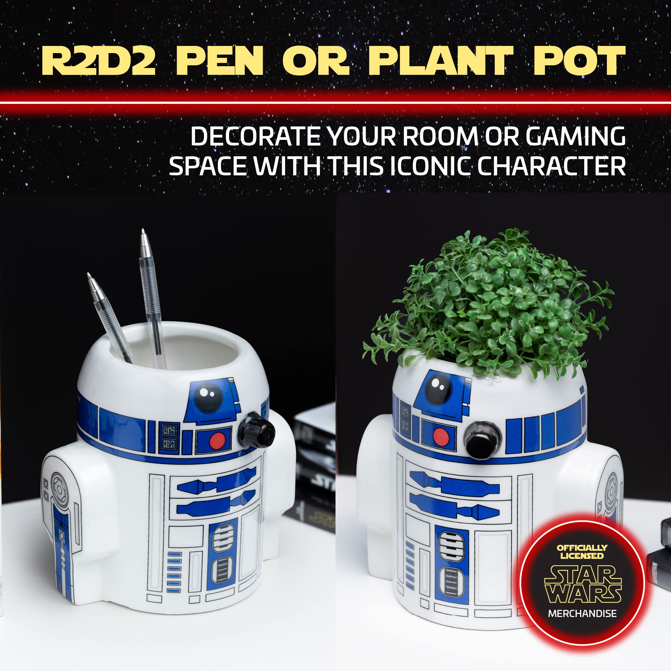 Star Wars Paladone R2D2 Pflanztopf - Offiziell lizenziert, Keramik-Pflanzer oder Stiftehalter, Deko für Home Office, Geschenk Fans