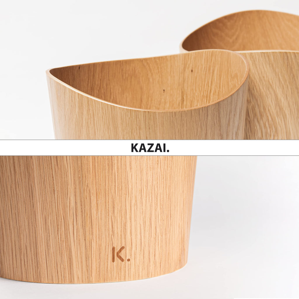 Kazai. Echtholz Papierkorb Börje | Holz Mülleimer für Büro, Kinderzimmer, Schlafzimmer u.m. | 9 Liter | Eiche