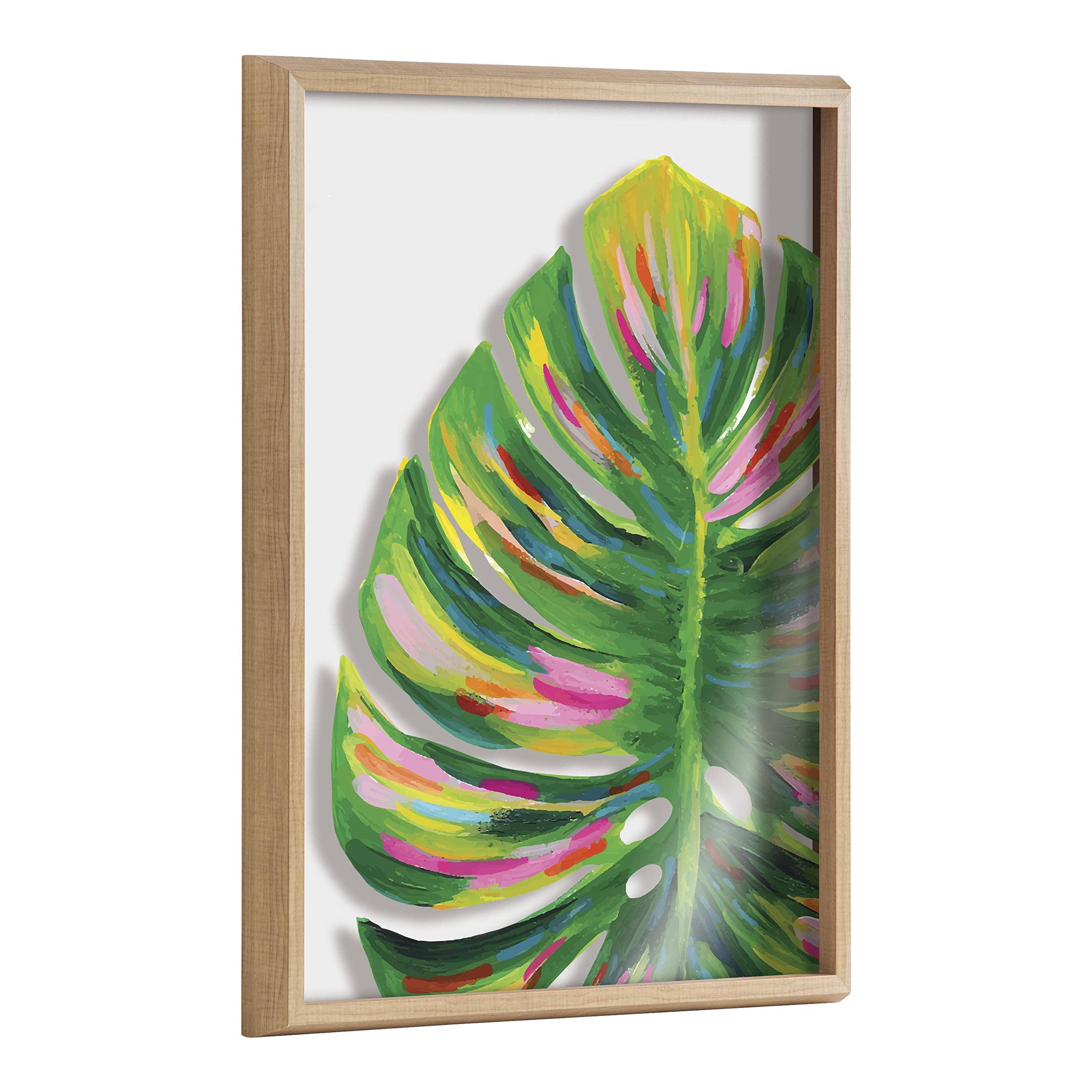 Kate and Laurel Blake Monstera gerahmtes bedrucktes Glas-Wandbild von Jessi Raulet of Ettavee, 45,7 x 61 cm, natürlich, dekorativer Kunstdruck für die Wand