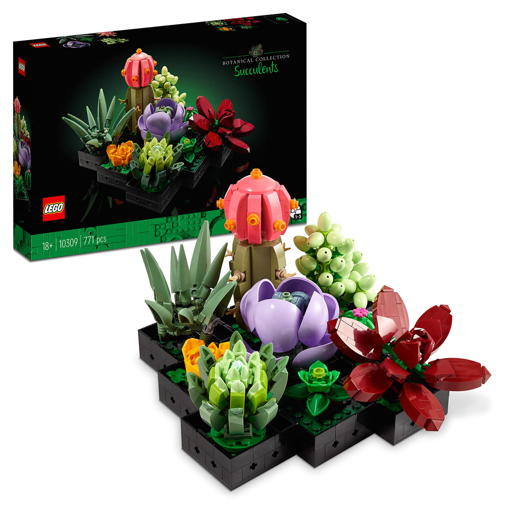 LEGO Icons Succulents Kunstpflanzen-Set 10309 + Rosenstrauß 10328, Kunstblumen-Set für Erwachsene, Botanische Sammlung, Wohnaccessoires, Geschenke für Frauen, Männer, Sie oder Ihn, entspannende Aktivi