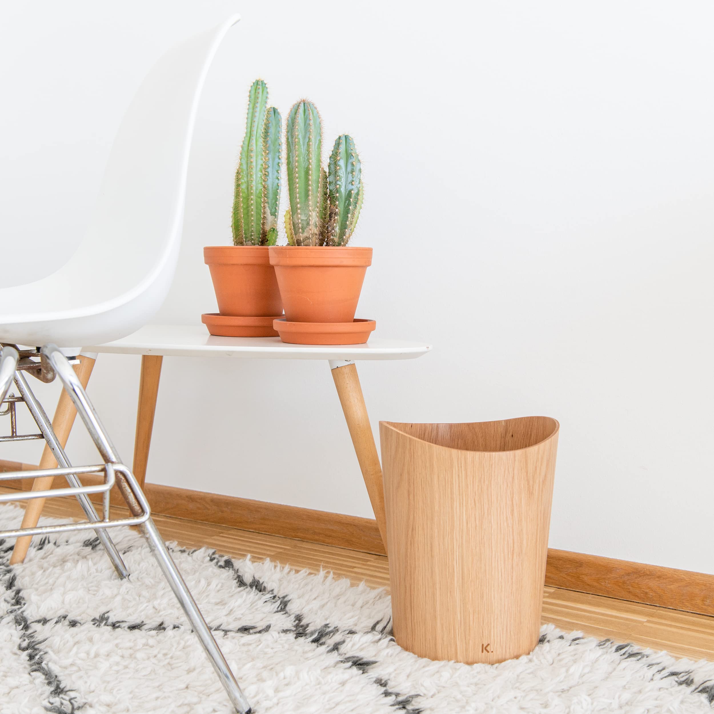 Kazai. Echtholz Papierkorb Börje | Holz Mülleimer für Büro, Kinderzimmer, Schlafzimmer u.m. | 9 Liter | Eiche