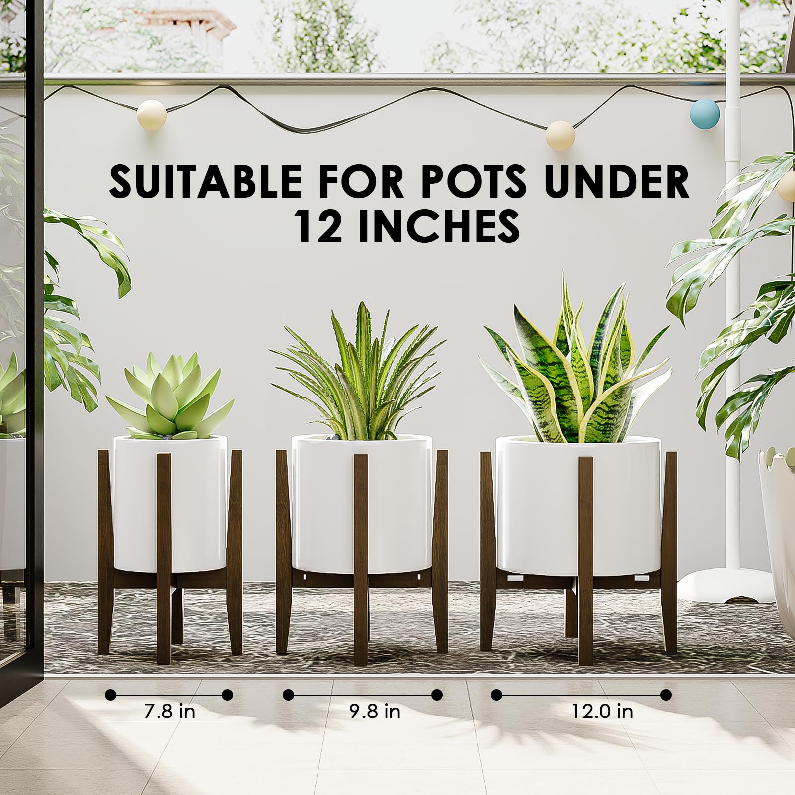 Bamworld Blumenhocker Outdoor Blumenständer Bambus Pflanzenhocker Indoor Blumentreppe Outdoor Wetterfest Blumenbank Für Draußen Blumenregal Balkon Teleskop Blumenregal Wohnzimmer