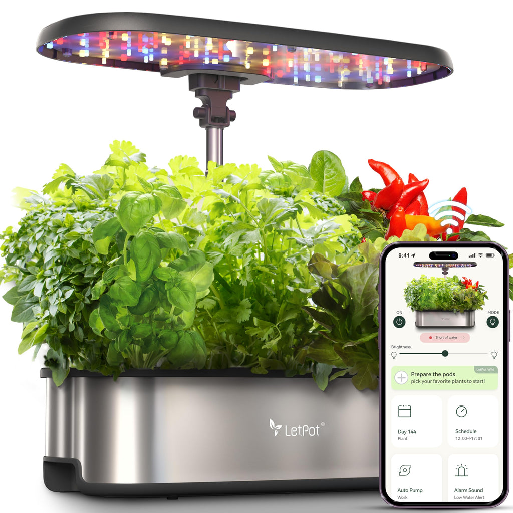 LETPOT LPH-SE WiFi Hydroponisches Anzuchtsystem, 12 Hülsen Smart Herb Garden Kit für Innenräume, Indoor Garten mit 24W LED Wachstumslicht, 5,5L Wassertank, Pumpsystem, automatischer Timer