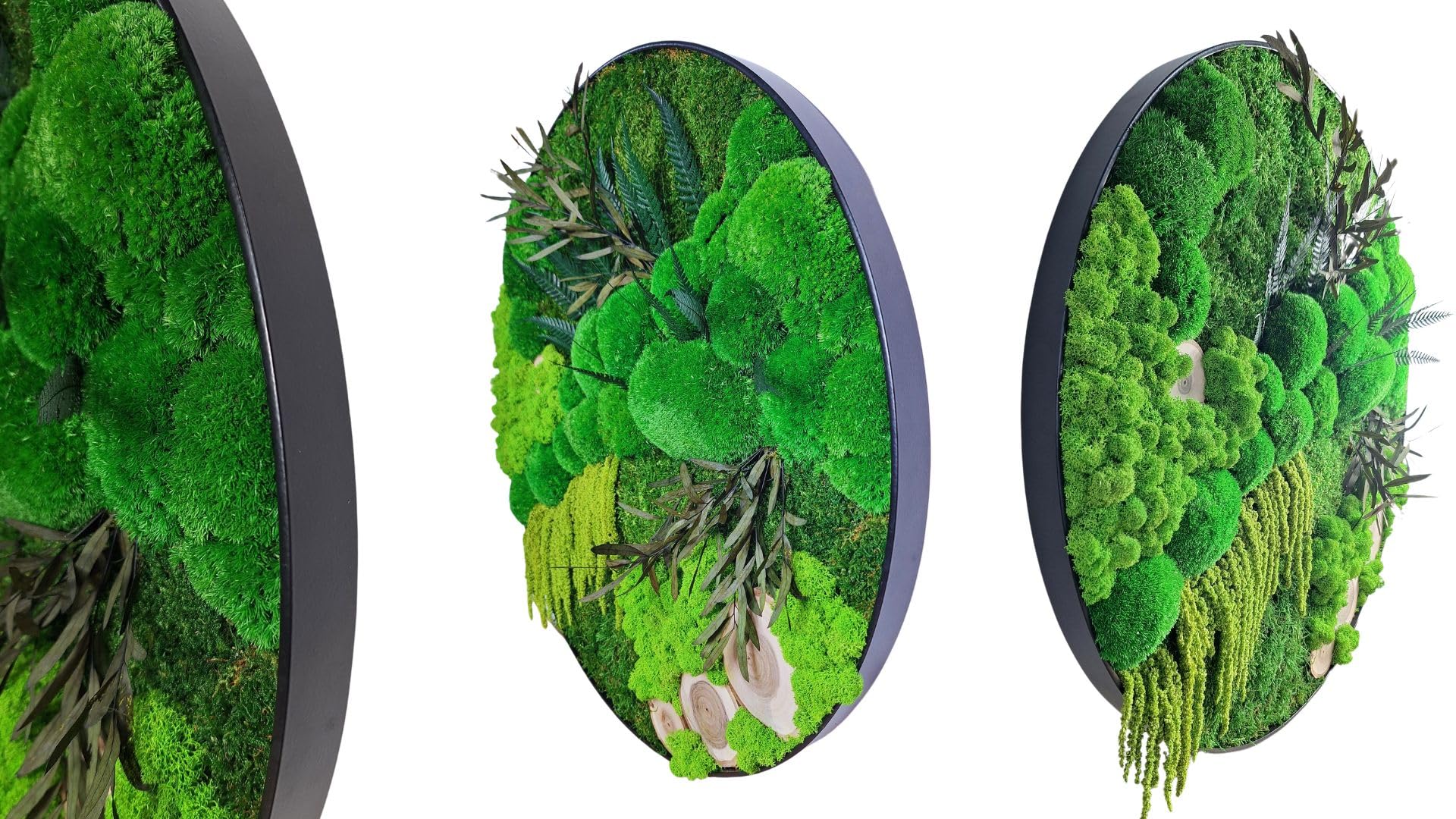 HelloMoss Moosbilder mit Rahmen 40cm - Moosbild XXL mit Island Moos Konserviert - Luxus Deko für Ihr Zuhause - Mooswand Deko Wohnzimmer Groß