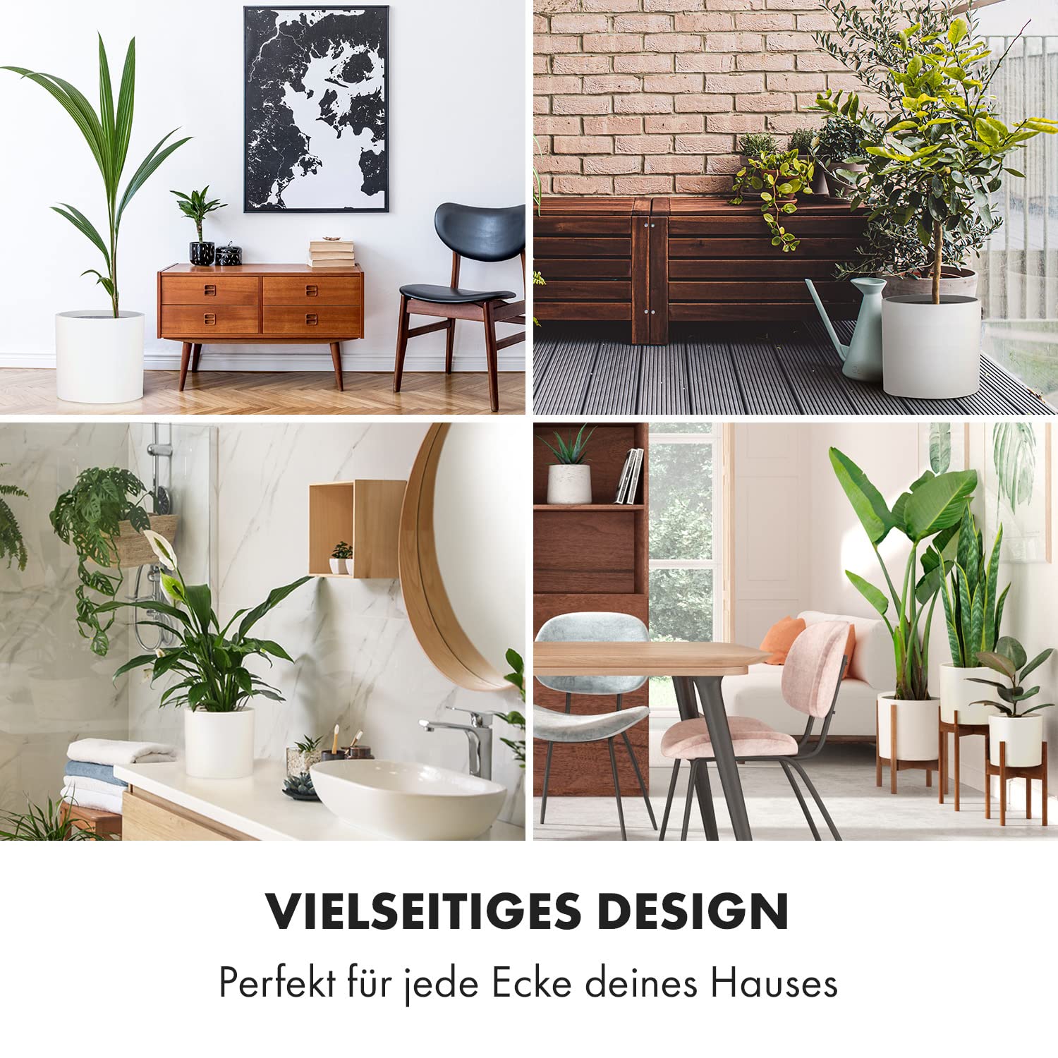 Fox&Fern Übertopf Set S/M/L - Blumentöpfe Gross inkl. Wasserabfluss - Blumentopf hoch - Übertöpfe für Zimmerpflanzen - Blumentopf 30cm Durchmesser - Pflanzentöpfe groß - Plant Pot - Blumentopf weiß