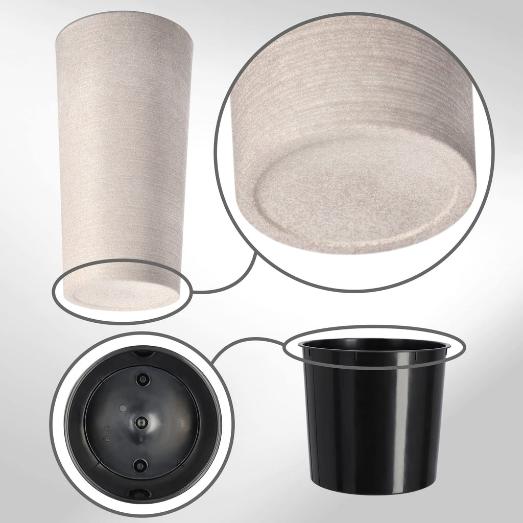 KADAX Pflanzkübel mit Innentopf Creme Ø 30 cm, Höhe 57.5 cm – Moderner Pflanztopf mit Einsatz, Blumentopf aus robuster Kunststoff für Innen- und Außenbereich, ideal für Wohnzimmer, Balkon, Büro