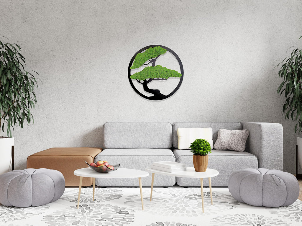 Scandinavian Moss Moosbilder in Form Eines Baumes - Schön Aussehender Wand Baum - Bringen Sie Leben Ihre Wohnung - Wandbild aus Natürlichen Rohstoffen und Deko Moos 50cm