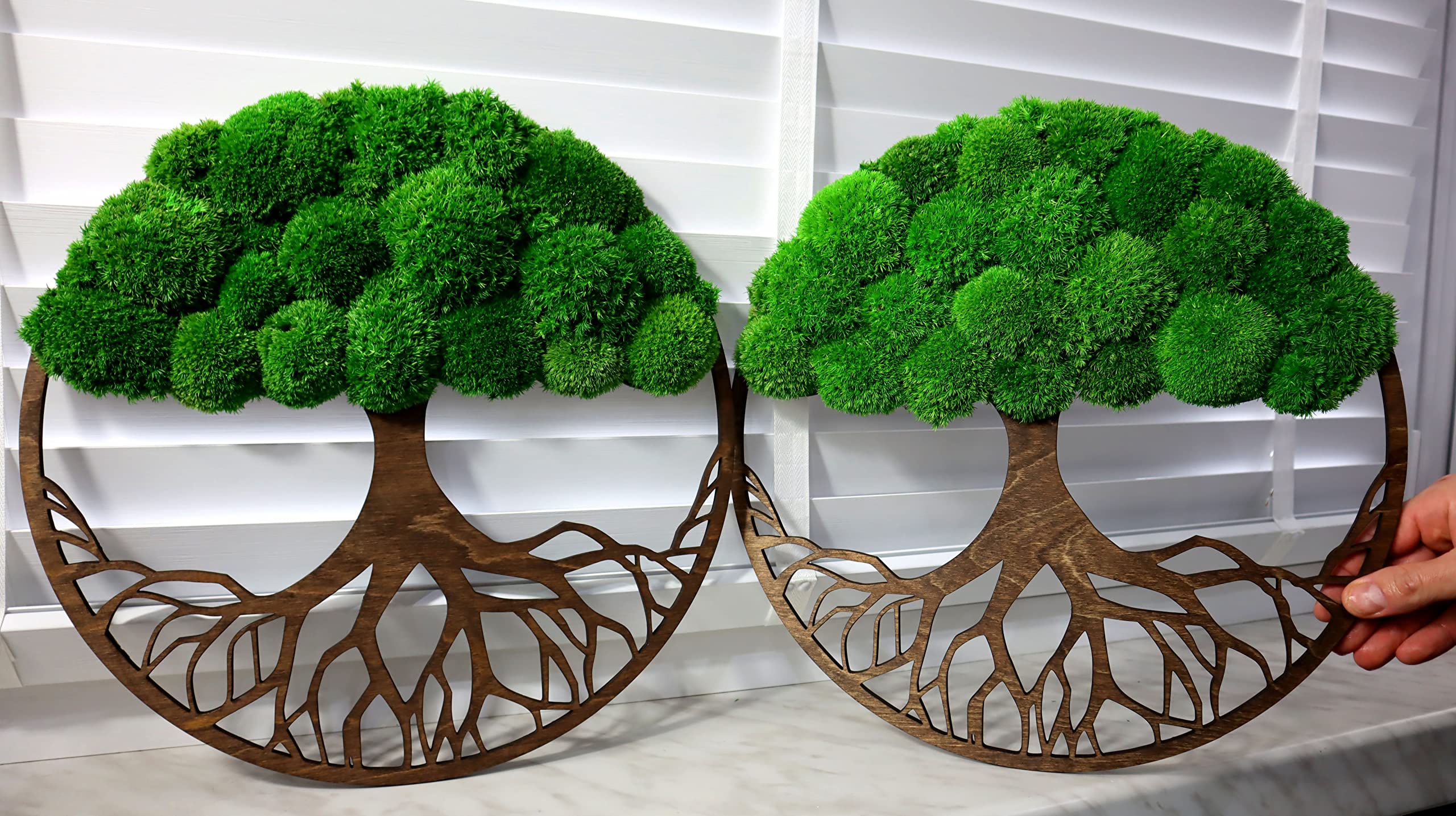 Hello Moss - Moosbild -Wanddeko Moosbilder 40cm in Form Eines Baumes - Schön Aussehender Wand Baum - Wandbild aus Natürlichen Rohstoffen und Deko Moos