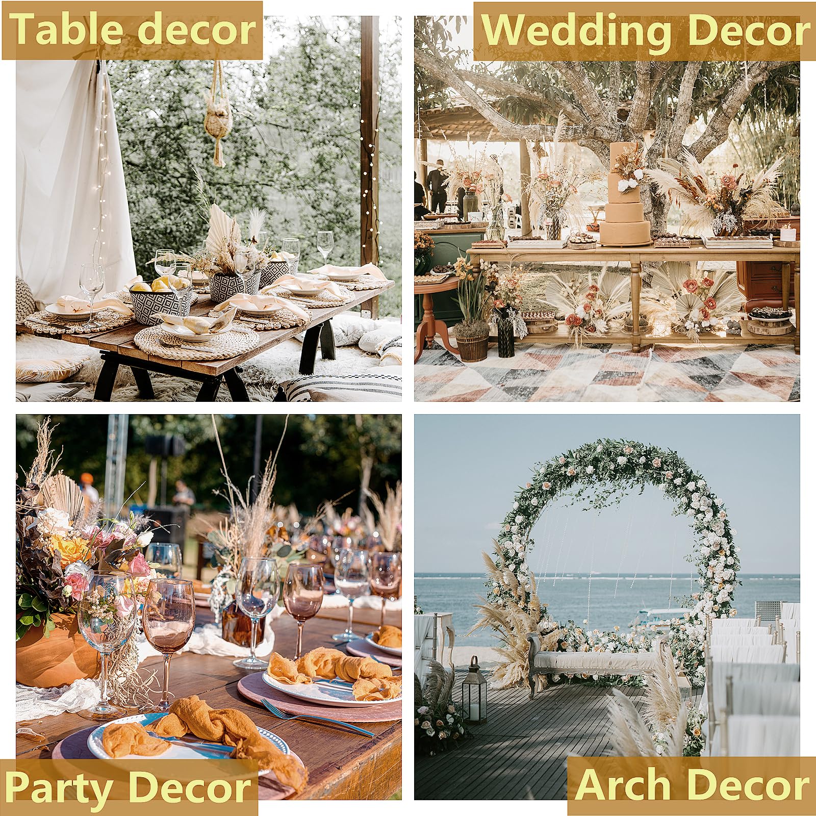 Getrocknete Pampasgras-Deko, 128 Stück Pampasgras mit Hasenschwanz-Getreideblumen, Schilfgrasstrauß für Hochzeit, Boho-Blumen, Heimtischdeko, rustikale Bauernhausparty